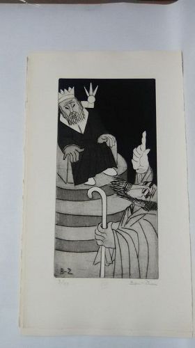 Ben Zion " The Life of A Prophet" Etching VIII " Facing The King"