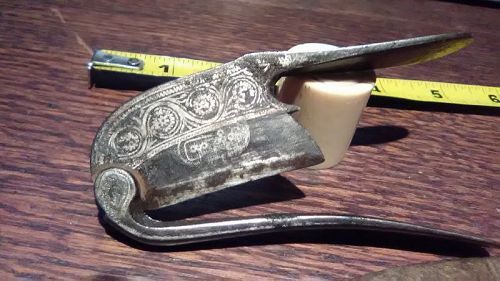 Indian steel and silver inlay Betel nut cutters one signed