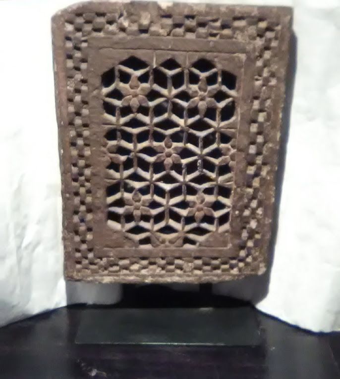 17th c Indian Stone Jali Window panel lamp