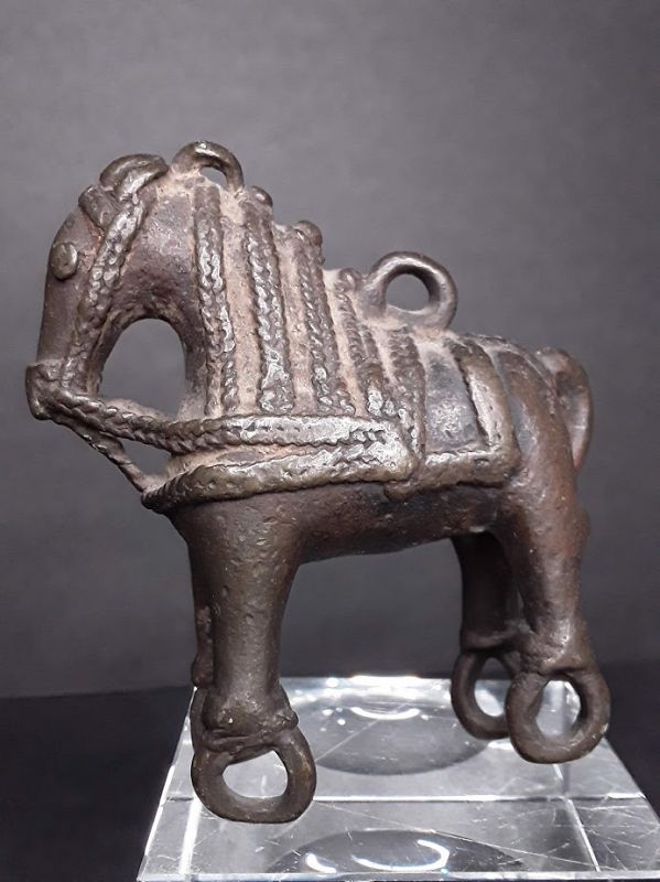 18th c Hindu Bronze Temple Horse Pull Toy