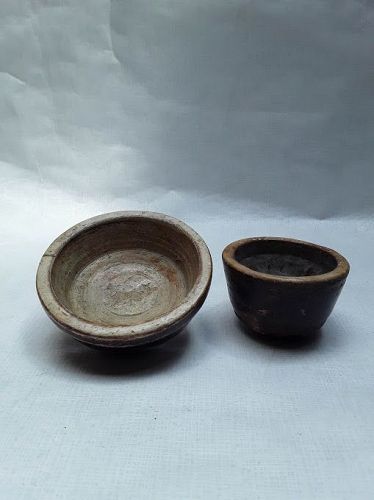 India 19th c hand carved stone spice bowls