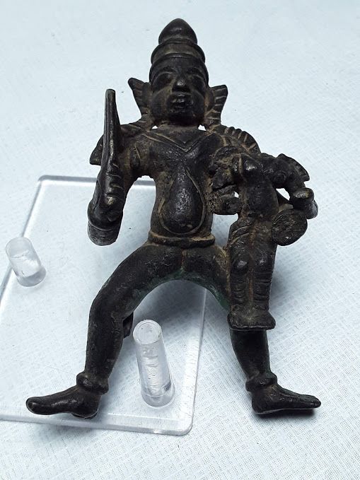 18th c Hindu South Indian Bronze Khandoba & Mhalsa v5