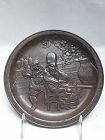 Japanese Meiji-Taisho Bronze on metal plate fine casting