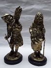 19th C Continental Gilt Bronze pair of Woodsman and Wife