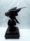 Japanese Meiji Bronze Hawk Okimono on Rockery base signed