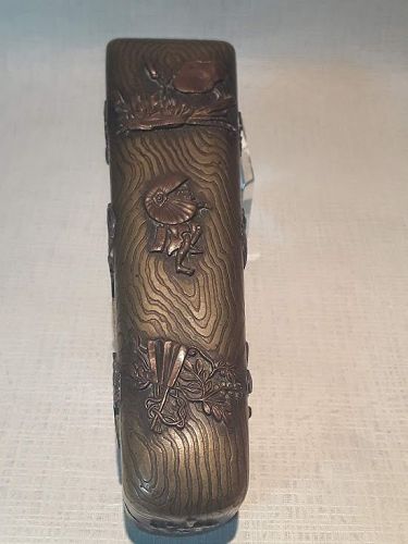 Japanese Meiji Mixed metal Box with faux wood grain