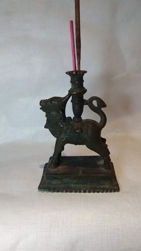 Indian Hindu 18-19thc Bronze Nandi Incense or Joss stick holder