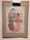 Qajar Miniature Watercolor of A Prince and His Bride ?