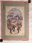 Qajar Miniature Watercolor of Soldiers Sword fighting