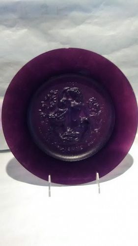 Daum French Crystal SEASONS Collector Plate Autome  R. Corbin purple