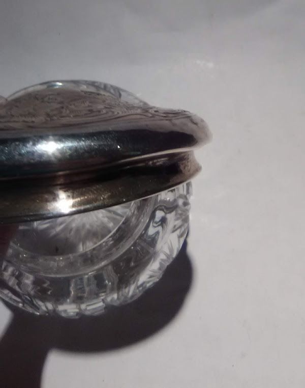 Sterling Silver &amp; Cut Crystal Humidor stash dresser Jar