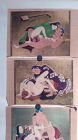 Japanese shunga group with watercolor and gold silver details #2