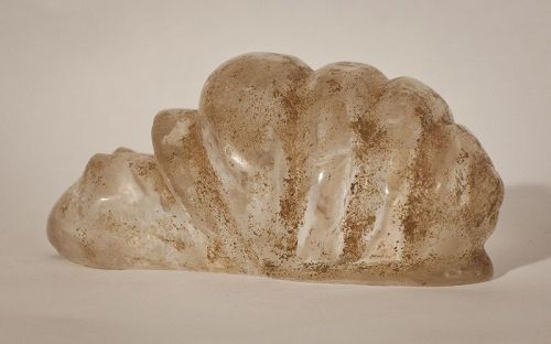 Chavin quartz snail with cinnabar staining