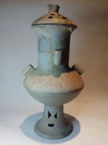 Rare Silla Korean Pottery Urn with perforated lid