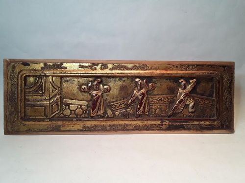 Chinese carved and lacquered architectural panel #6