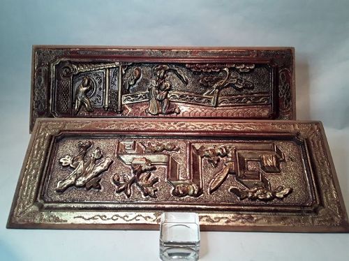 Chinese carved and lacquered architectural panels