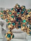 India vintage Polki - Kundan set Emerald bead and Gold necklace