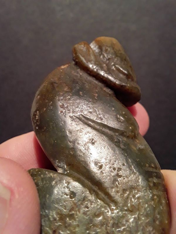 Chinese Hongshan  green nephrite Dragon &quot;S&quot; or Embryo Shape