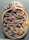 Antique Chinese Nephrite Jade Pendant with a 4 Claw Dragon