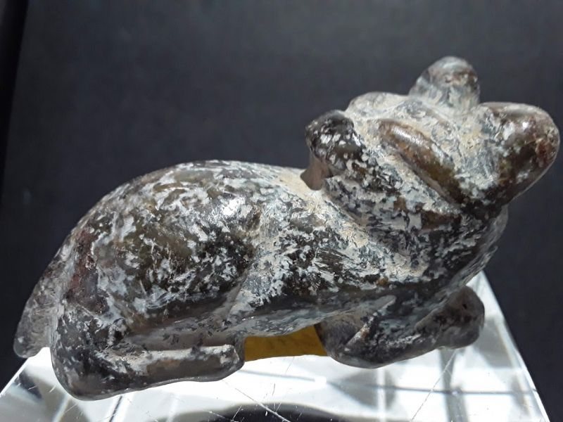 Hongshan nephrite Jade crouching animal with heavy tremolite growth