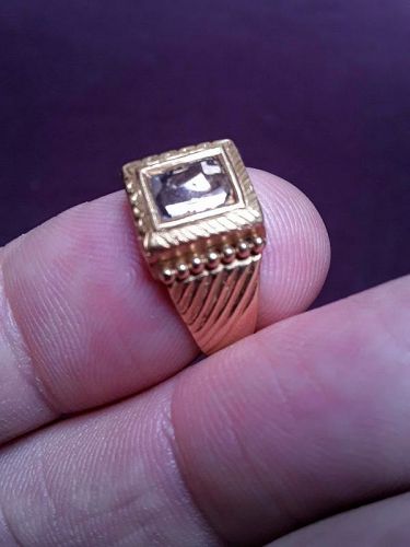 Mens Kundan High Carat Gold and Diamond Ring