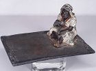 Austrian Cold Painted metal tray with Arab man smoking