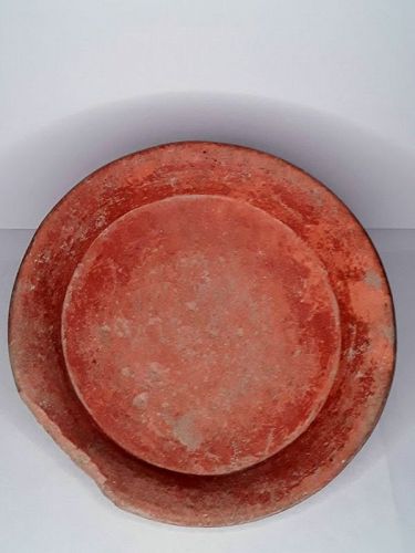 Maya Pre Columbian Tripod footed red burnished plate