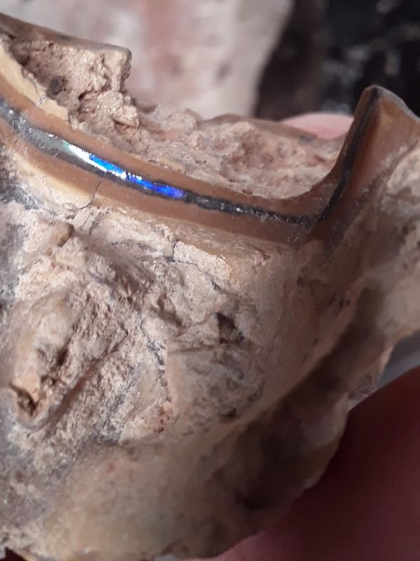 Pre Columbian Terracotta Treasure Bowl Gem and fossil filled