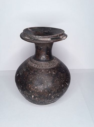 Cambodian Khmer Glazed pottery Urn with flared neck