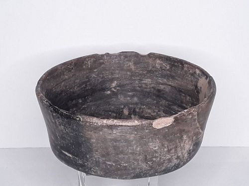 West Mexican Black Burnished stucco tall sided bowl