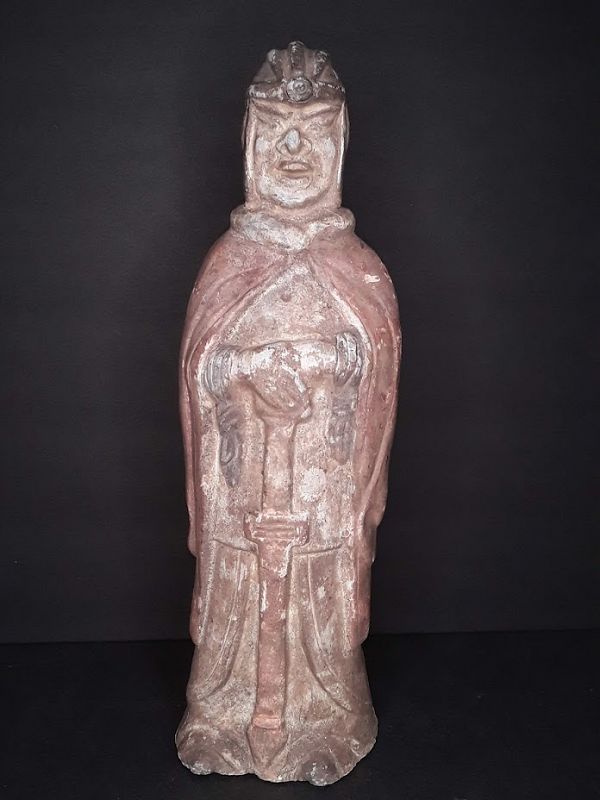 Sui - Tang Dynasty  Painted Terracotta Soldier Tomb offering figure