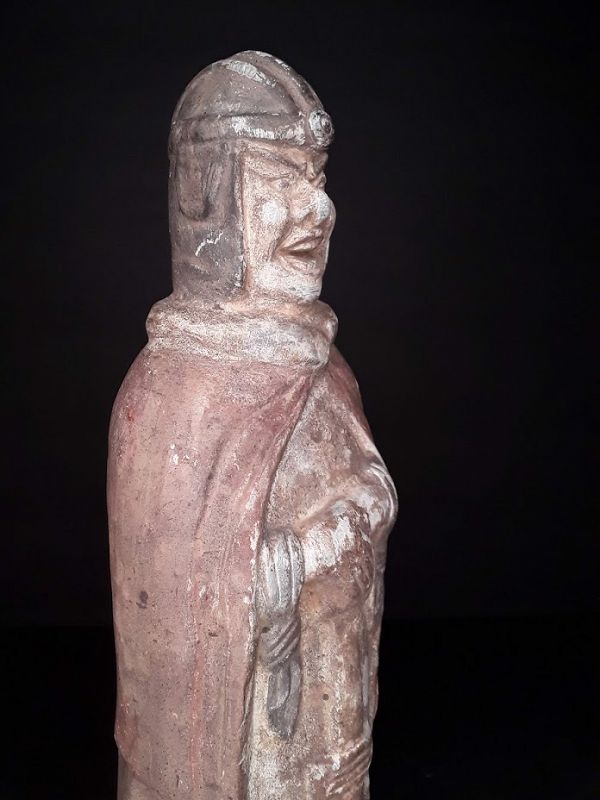 Sui - Tang Dynasty  Painted Terracotta Soldier Tomb offering figure