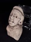 Mexican Pre Columbian Tlatilco Terracotta female Bust in Buff clay