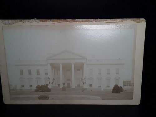 Original 1870s Cabinet card photograph of the White House