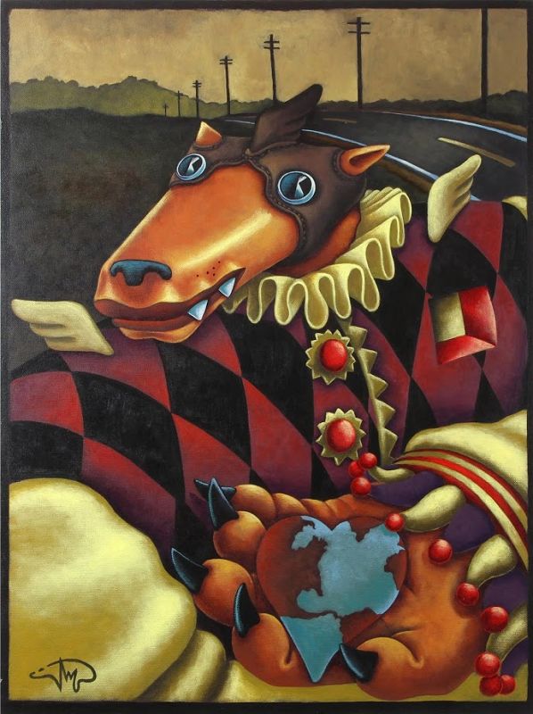 Markus Pierson original painting "Decade" Jester Coyote