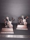 Bronze Musical Instrument Bookends - Trumpet, Violin, French Horn