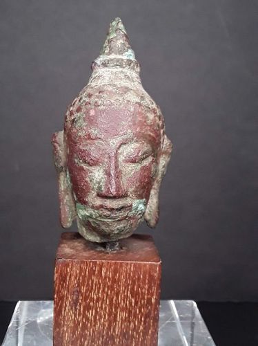 Thai Buddhist Ayutthaya 13-16thc Copper bronze Buddha head
