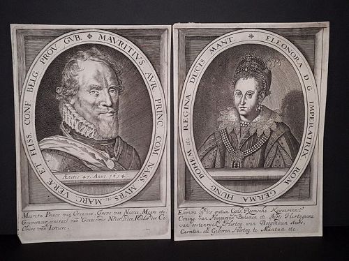c 1614 Engravings Portraits Prince of Orange and his wife  Elenora