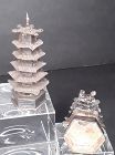 Chinese antique Silver Pagoda shakers match set