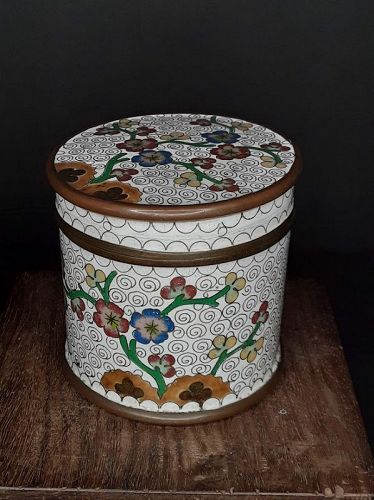 Antique Chinese Cloisonné Humidor Tabaco or weed Stash jar