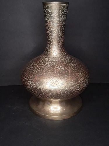 Bronze geometric floral Hookah Base or Vase