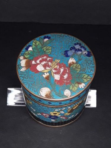 Vintage Chinese Cloisonné Humidor stash box tight lid