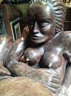 German Expressionist Mahogany sculpture Nude Lesbians Russian Signed