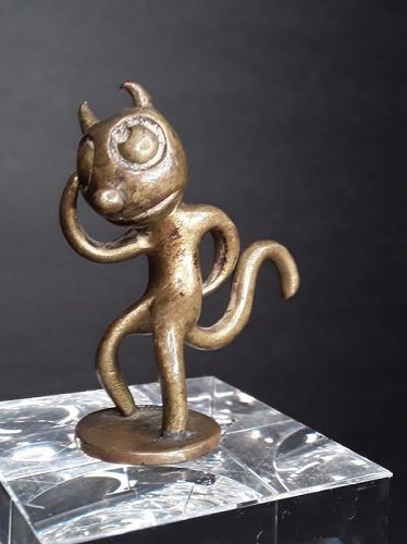 Antique Hagenauer Felix the cat dancing bronze figure 1930s