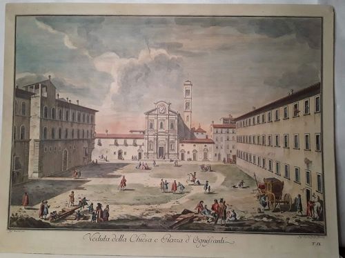 G Zocchi C 1754 view of The Church and Piazza Ognissanti