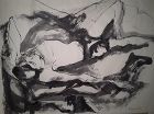 Rosemary Zwick "reclining Man" Ink on paper c 1950s