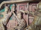 Antique Chinese carved wood panel with kung  Fu figures