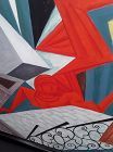 Alexander Gassel Deco Cubist "Red woman of Roof Top" tempera on canvas