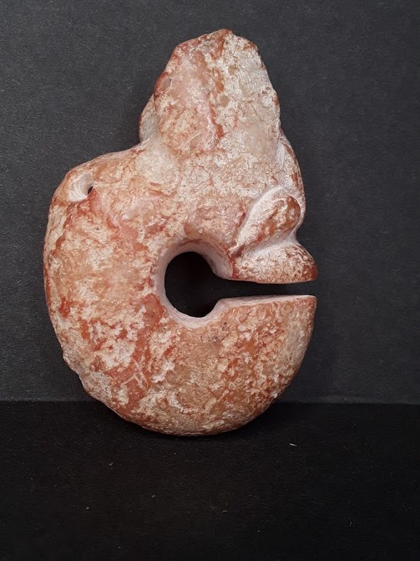 Hongshan Orange Jade Toggle or figure of a Pig Dragon