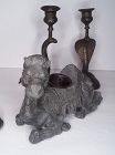 Austrian Mideastern Camel Censor and Cobra Candlesticks as is